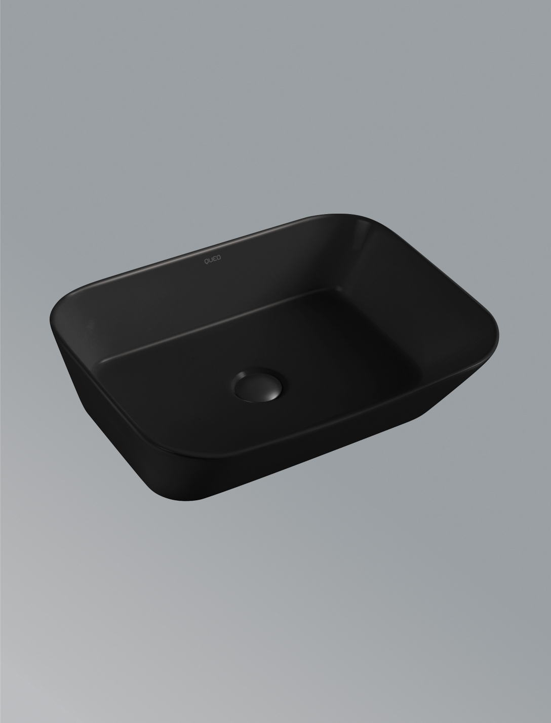 Over the counter basin without faucet hole in in matt black