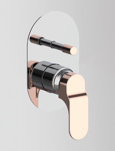 Concealed Bath and Shower Mixer Plate, Handle & Tipton F-Forza (Rose Gold)